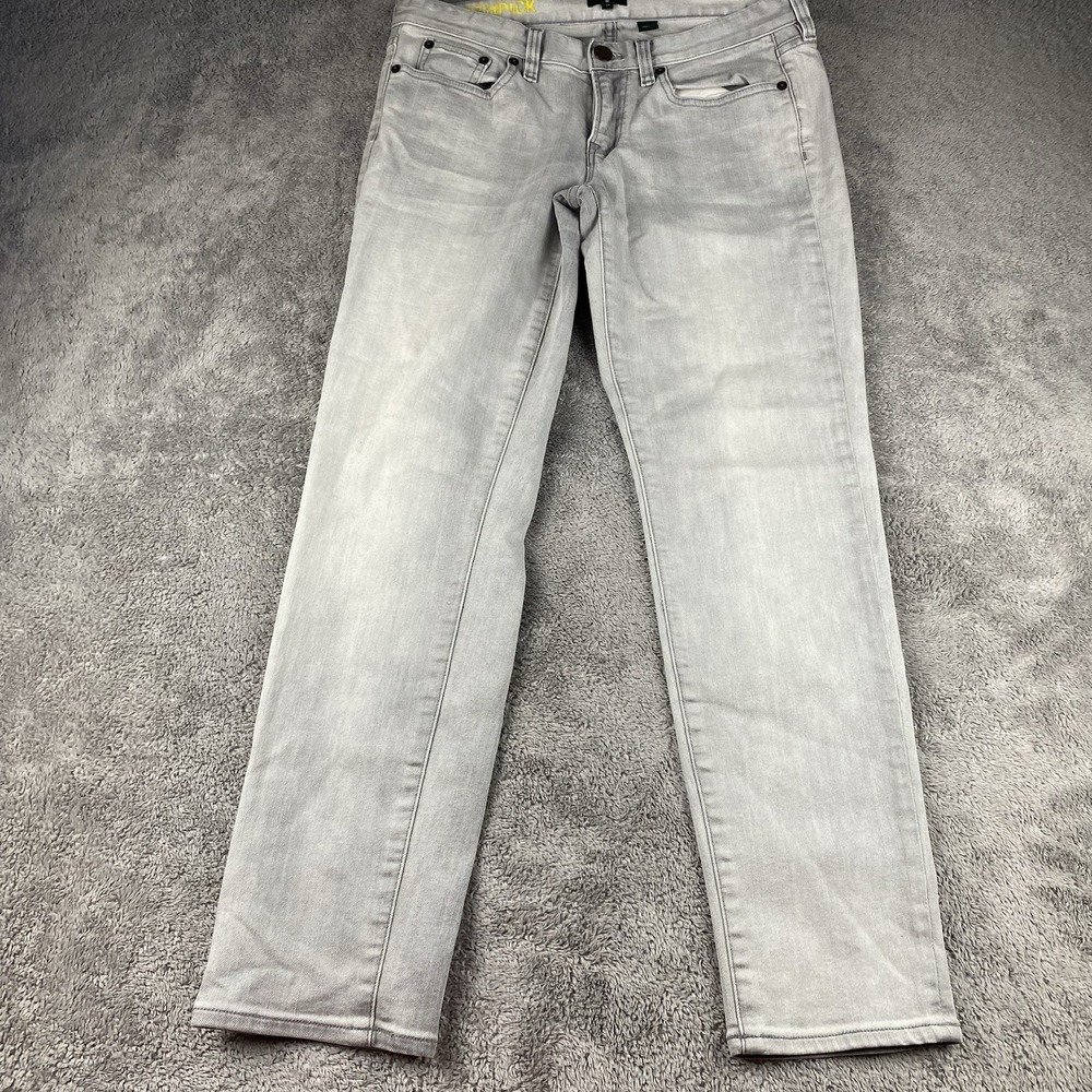 J.CREW Toothpick Stretch Jeans Womens 30x27 Gray Denim‎ Mid Rise